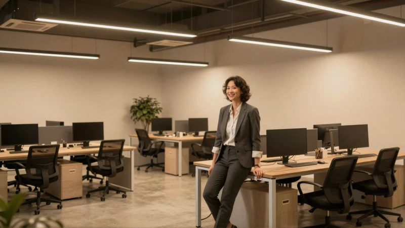 Un empresario tiene su espacio de oficina moderno