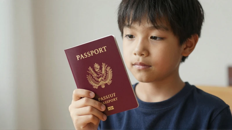 Un niño con pasaporte, luz cálida