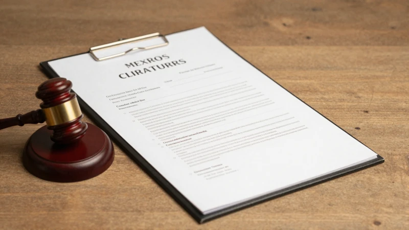 Notario chileno firma documentos bajo luz cálida
