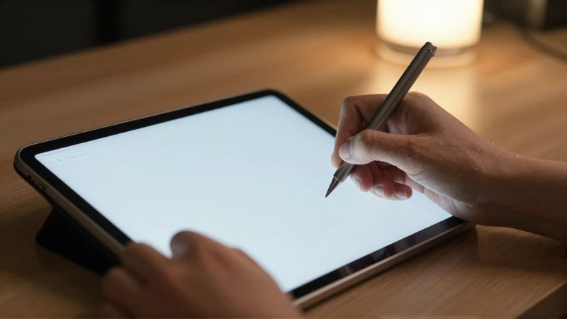 Escritura digital con luz cálida