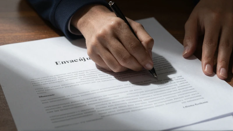 Estudiante universitario firma un documento dramático