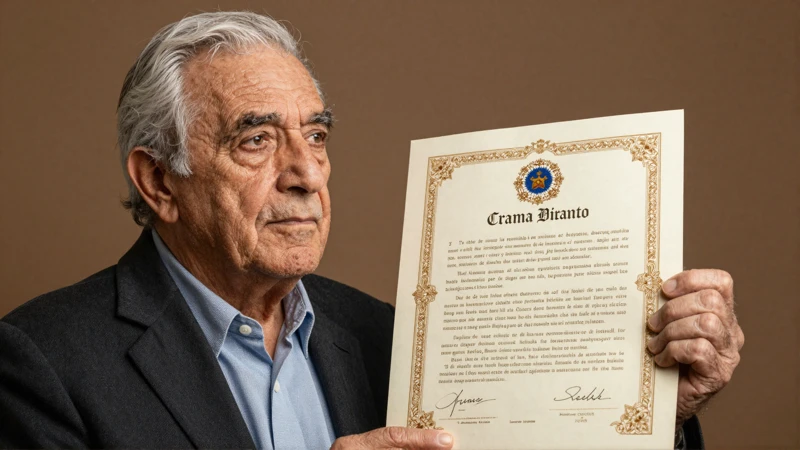 Un anciano chileno firma documento importante