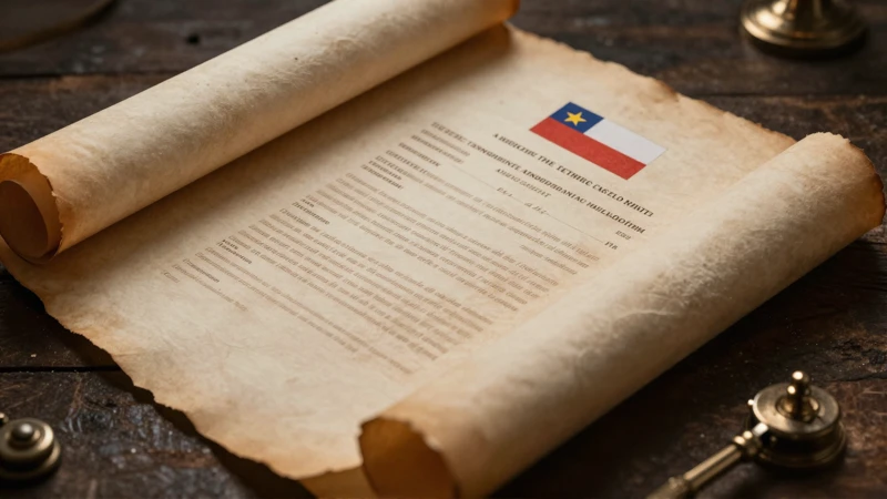 Documentos chilenos con iluminación dramática y elegante