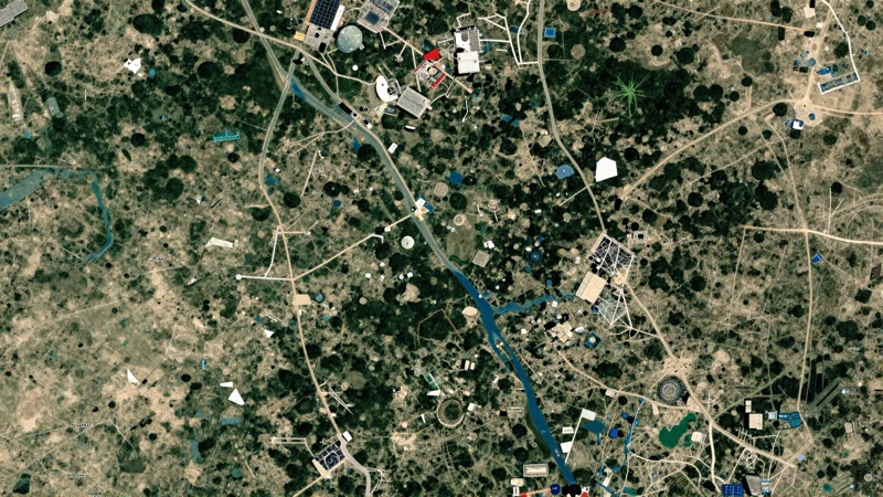 Imagen satelital con mapa digital realista