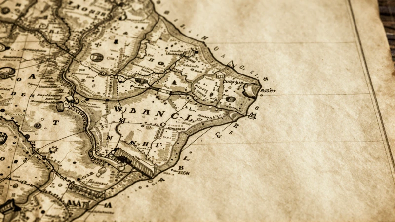 Mapa antiguo detallado, textura de pergamino, luz cálida