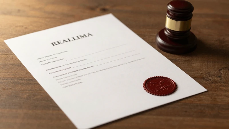 Documento notarial bajo luz cálida y formal